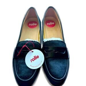 Rollie Derby City Black Penny Loafers, NWT Size 42